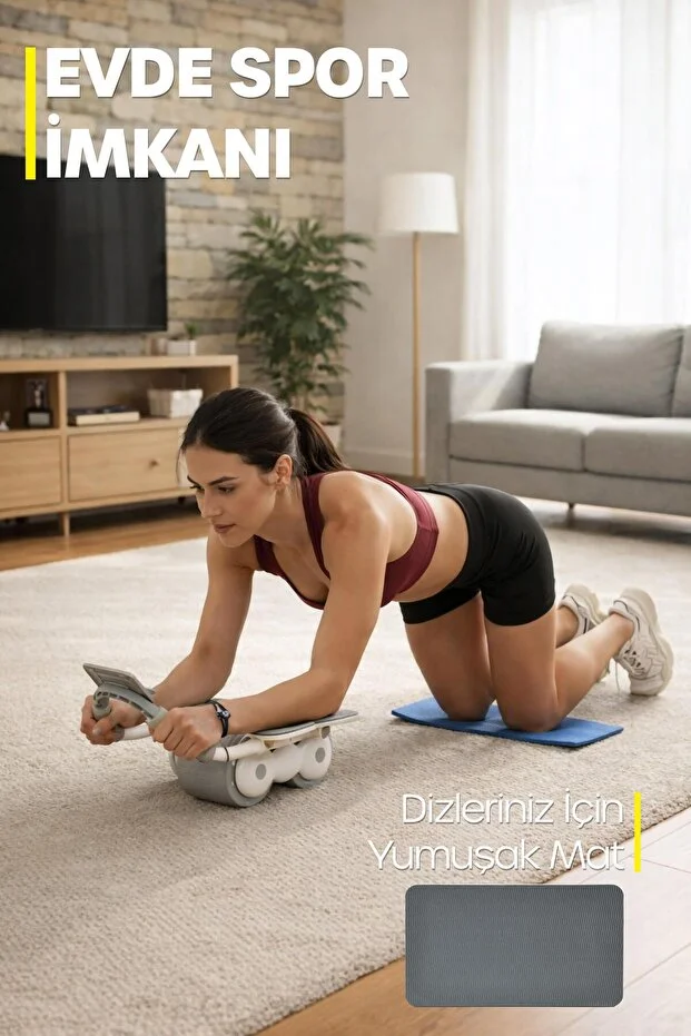 6 Bölge Karın Egzersiz Aleti Ab Roller Mekik Telefon Standlı Evde Spor Kas Yapma Aleti 